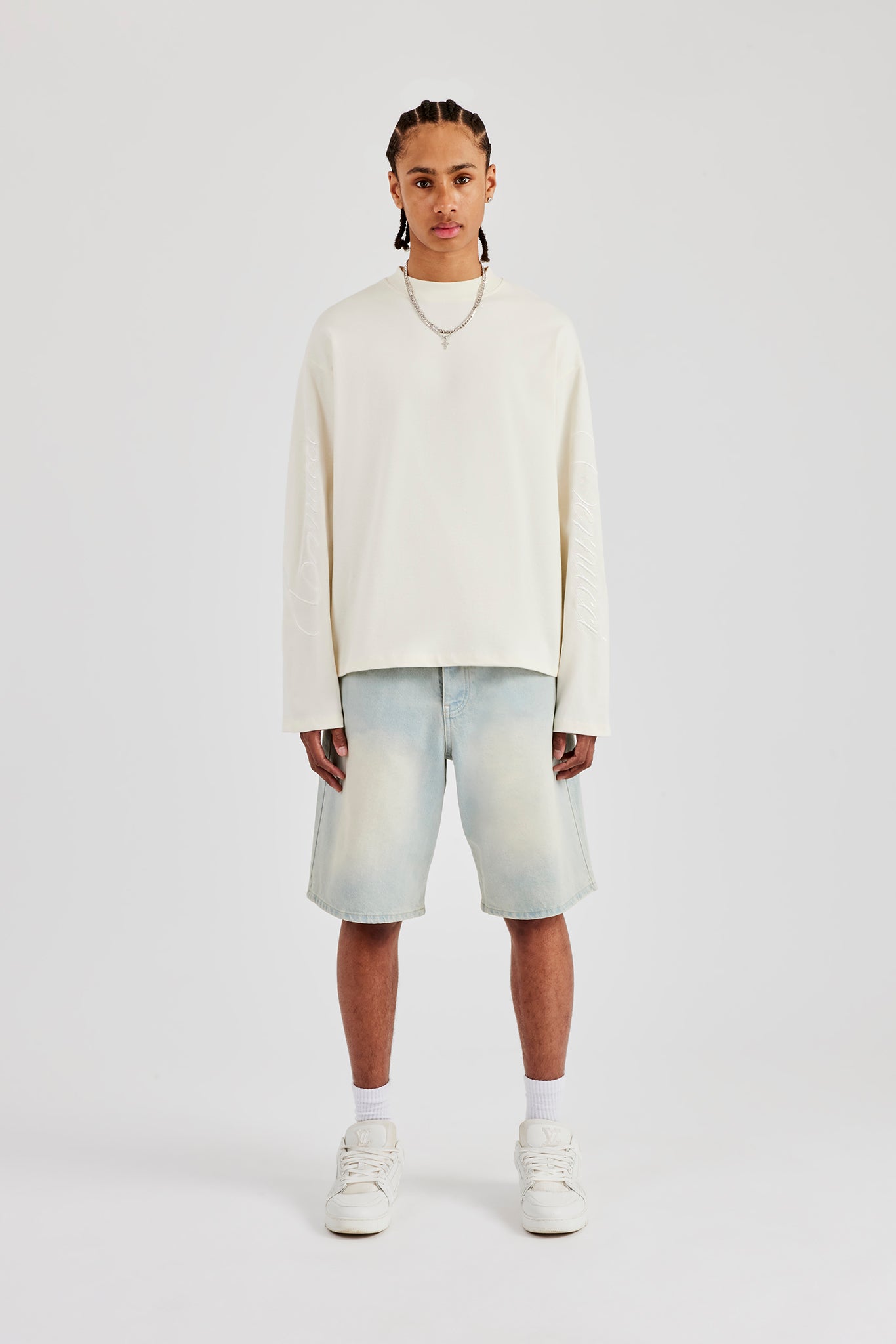 Denim Bermuda Jorts - Bleach Wash