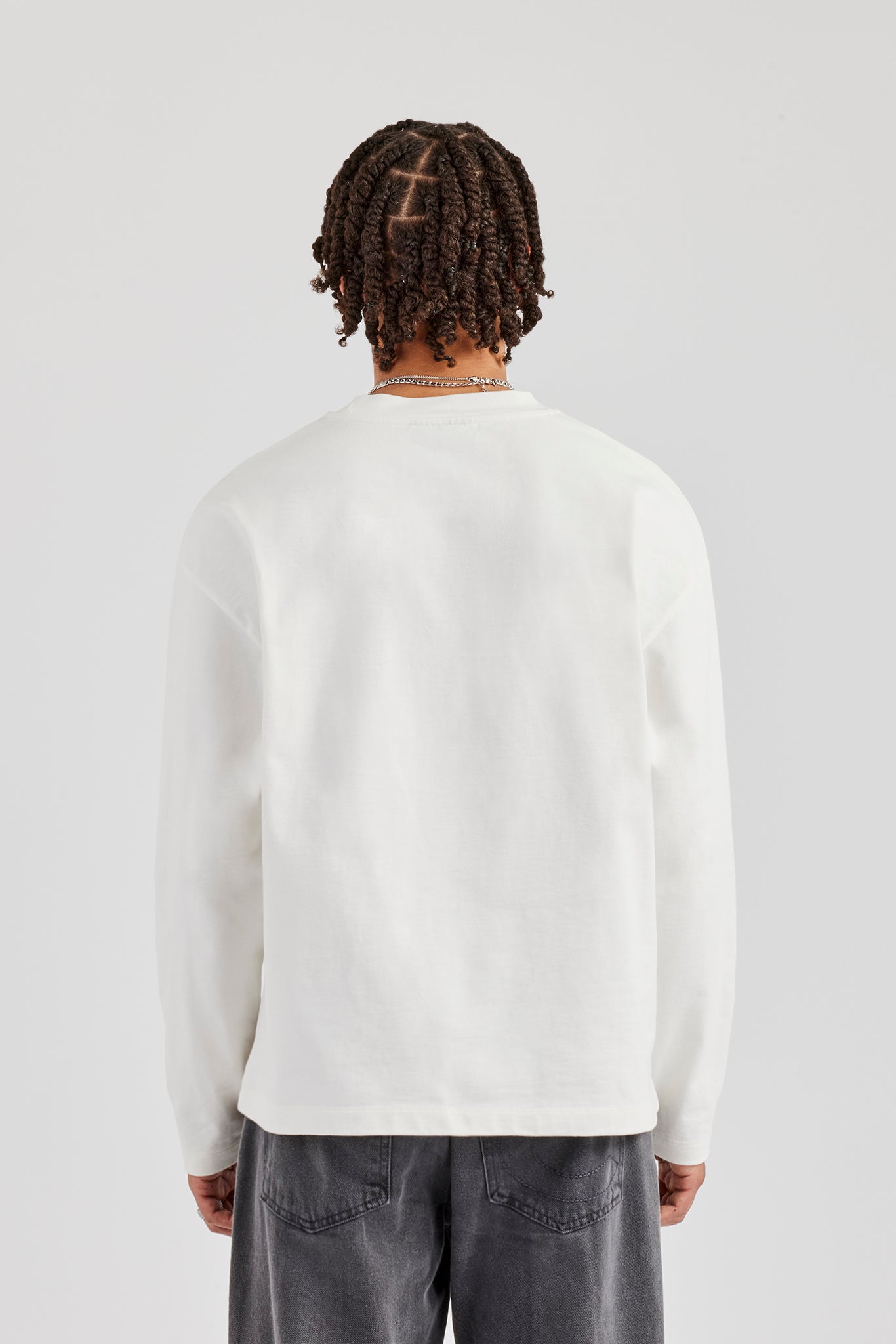 Washed Cernucci Long Sleeve T-Shirt - Off White