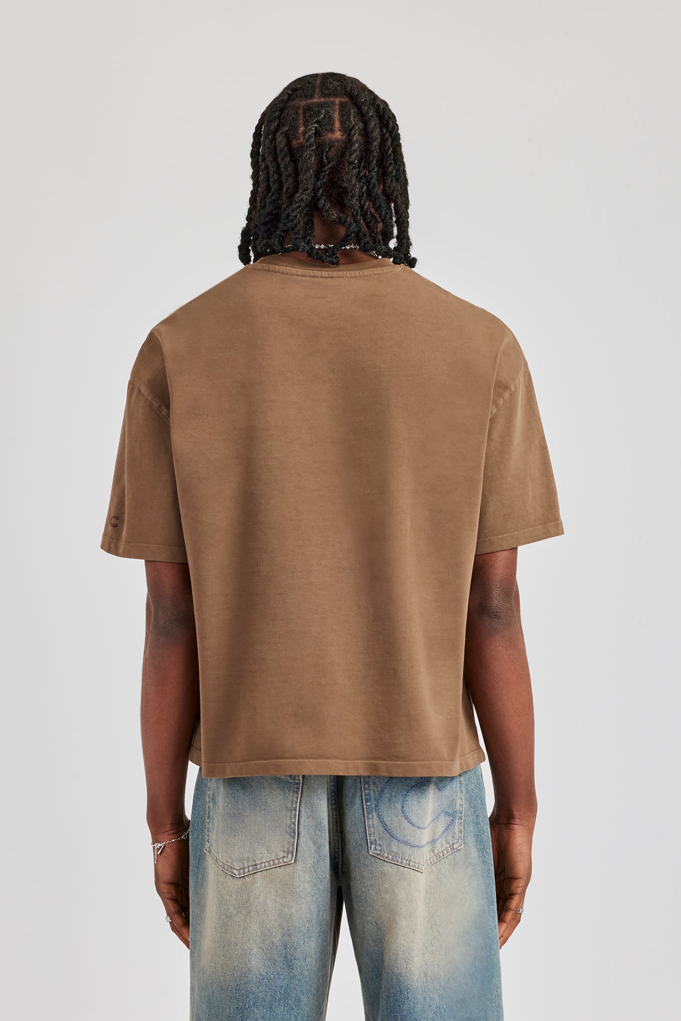 Washed Script Short Sleeve T-Shirt - Chocolate