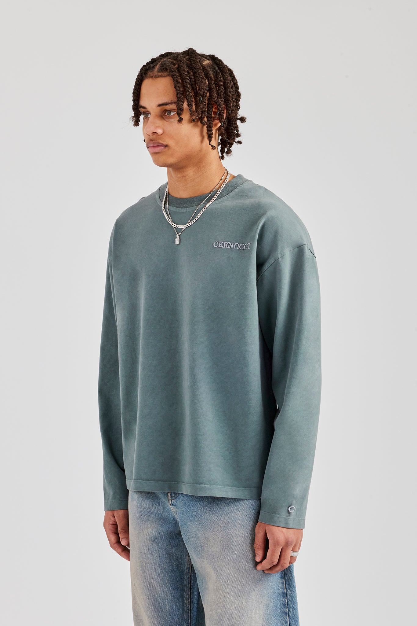 Langarm-T-Shirt mit verwaschenem Logo - Grau