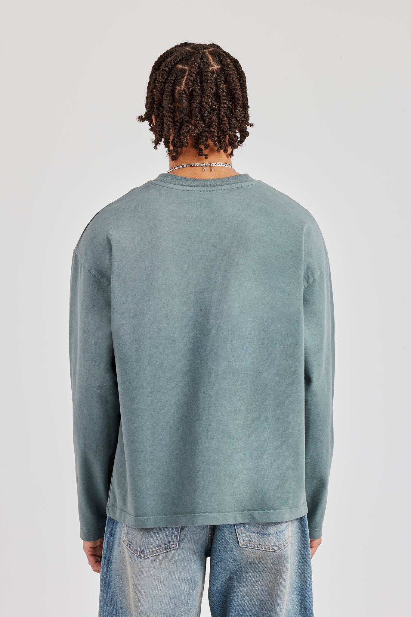 Langarm-T-Shirt mit verwaschenem Logo - Grau