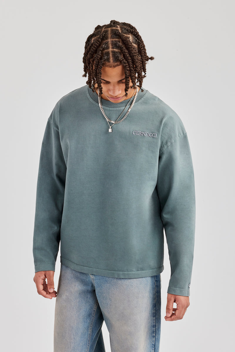 Langarm-T-Shirt mit verwaschenem Logo - Grau