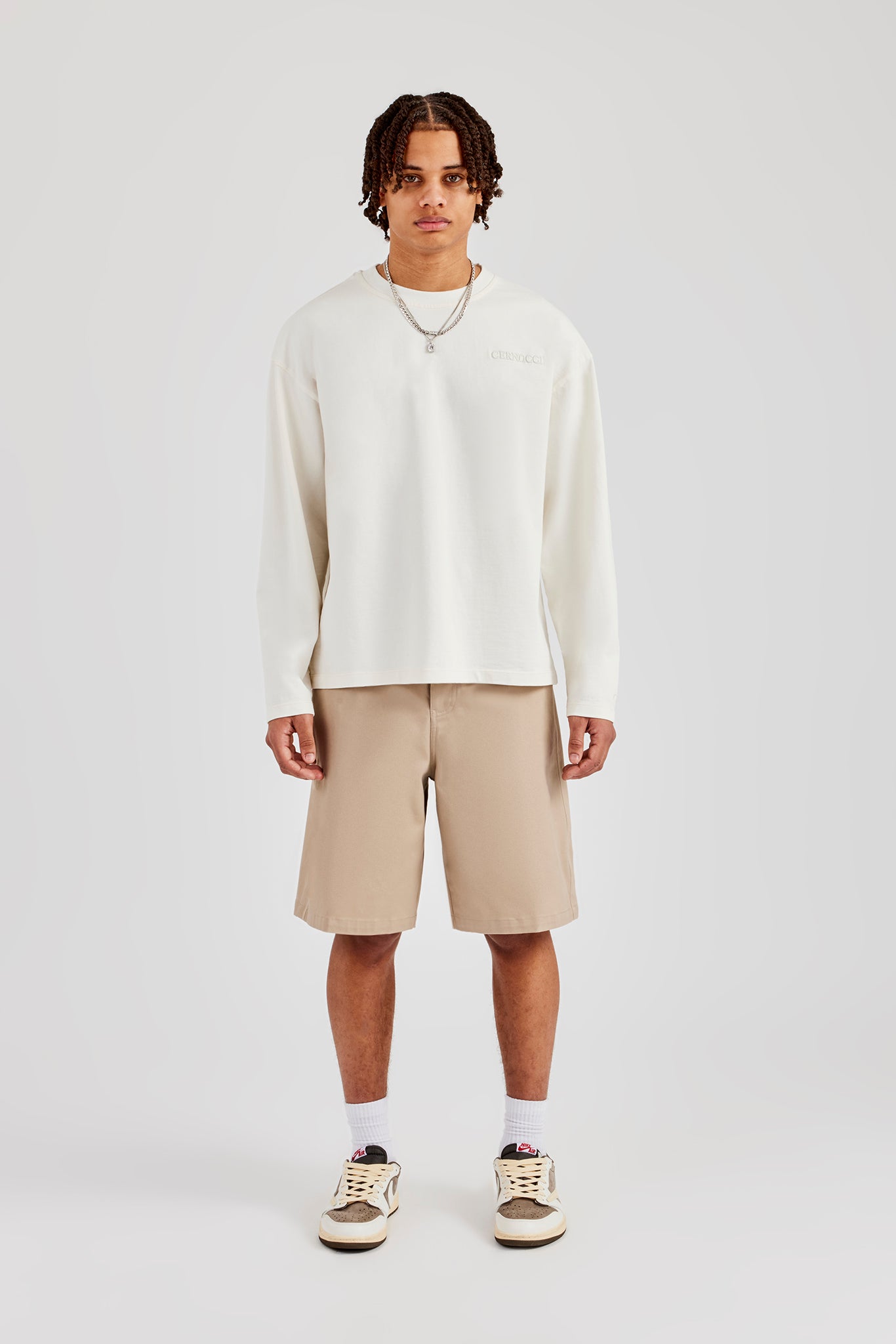 Washed Logo Long Sleeve T-Shirt - Stone