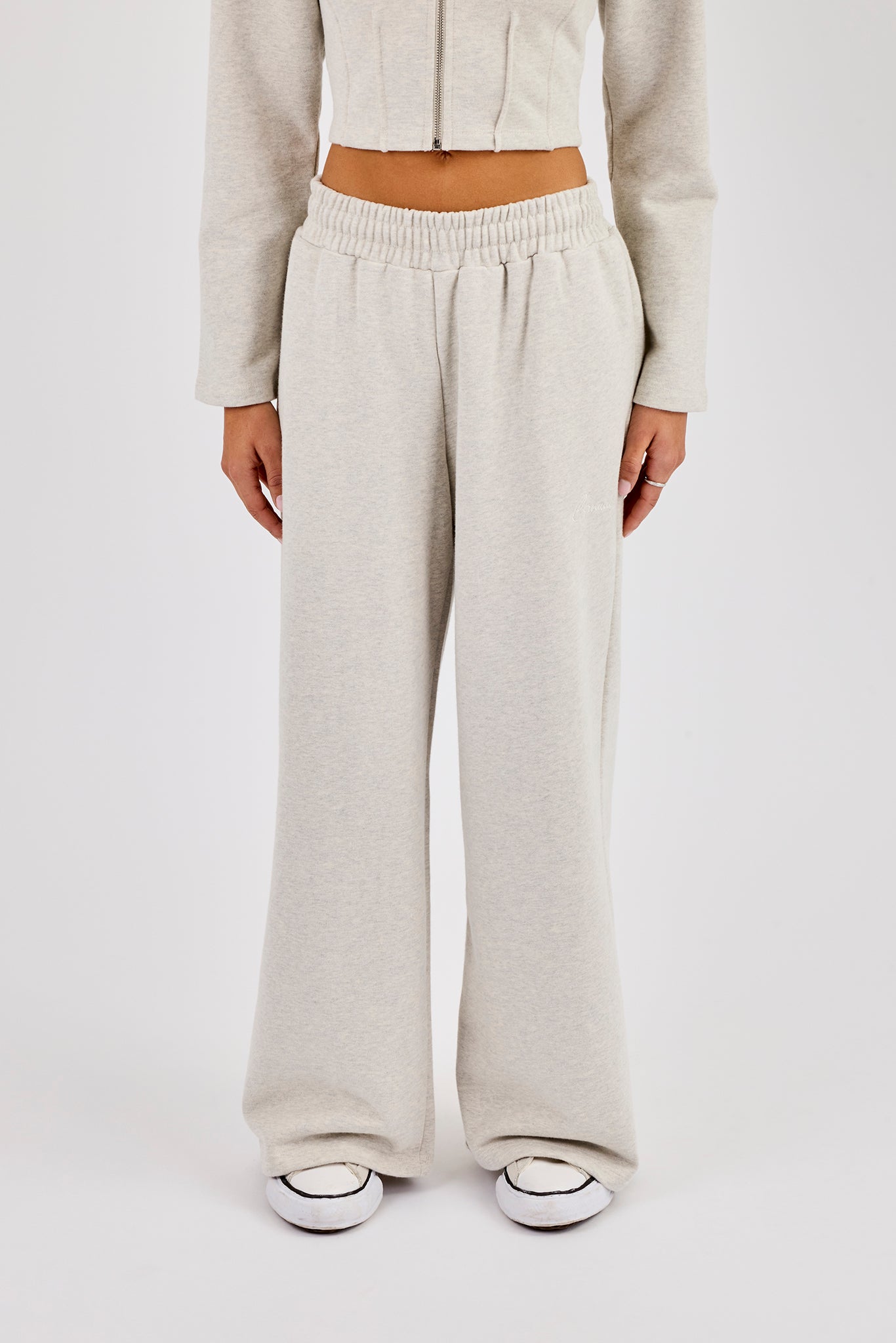 Super Baggy Wide Leg Jogger - Grey Marl