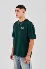 Diamonds Back Print Oversized T-Shirt - Forest Green