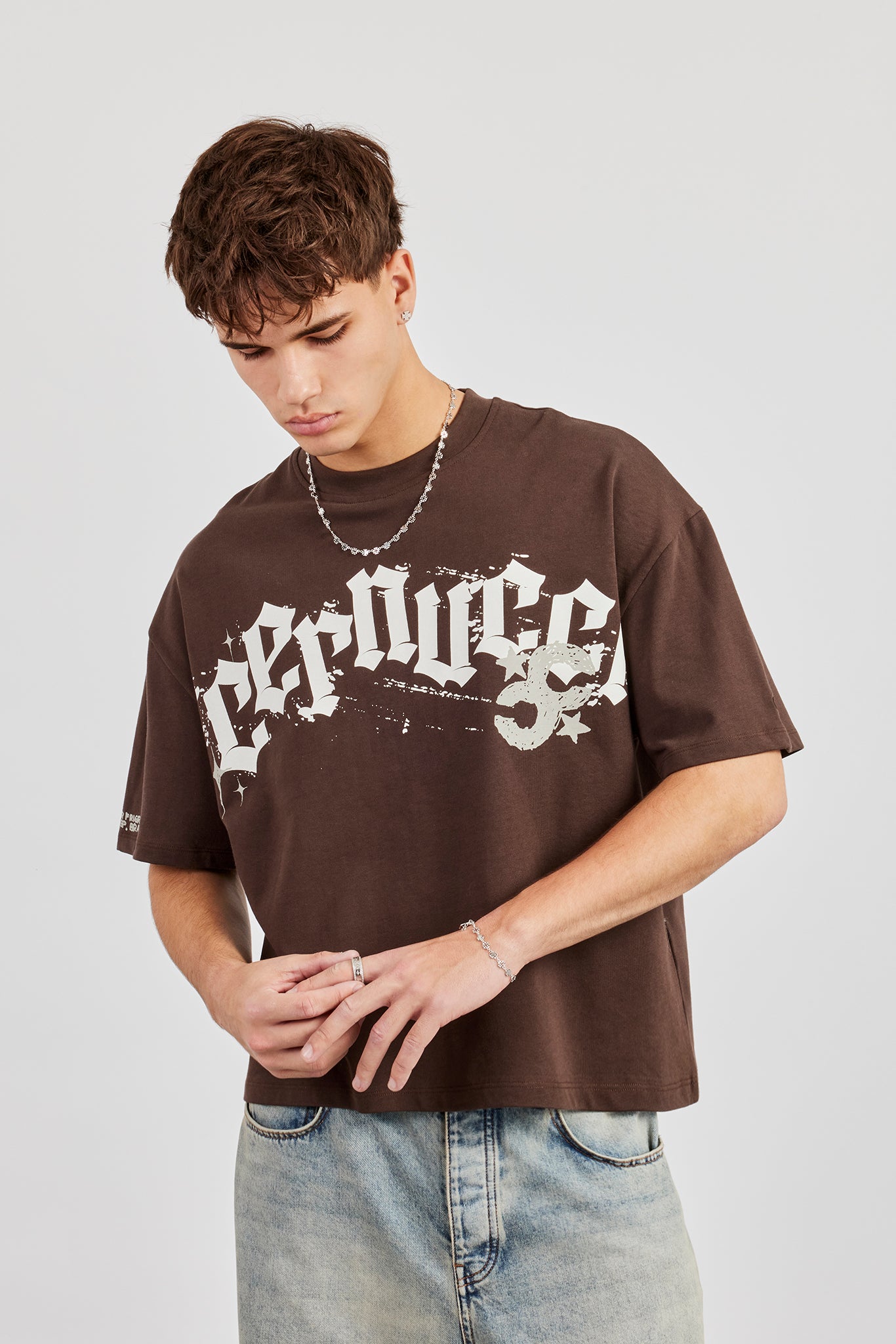 Cernucci CC 86 Boxy T-Shirt - Chocolate | Mens Tees & Vests | Shop