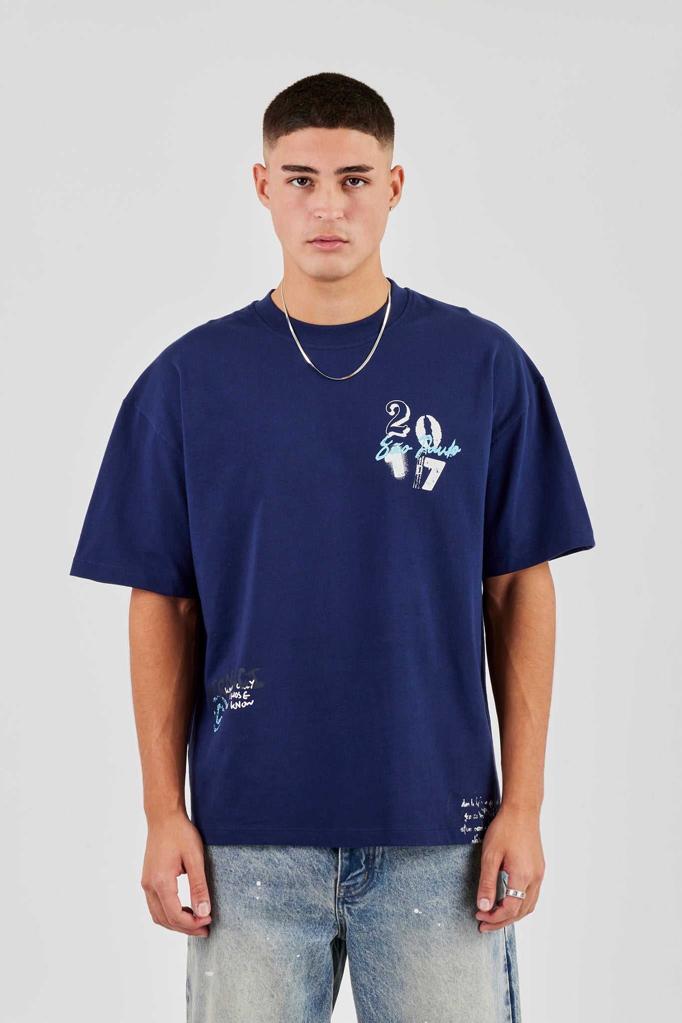 Cherub 2017 Oversized T-Shirt - Navy Blue