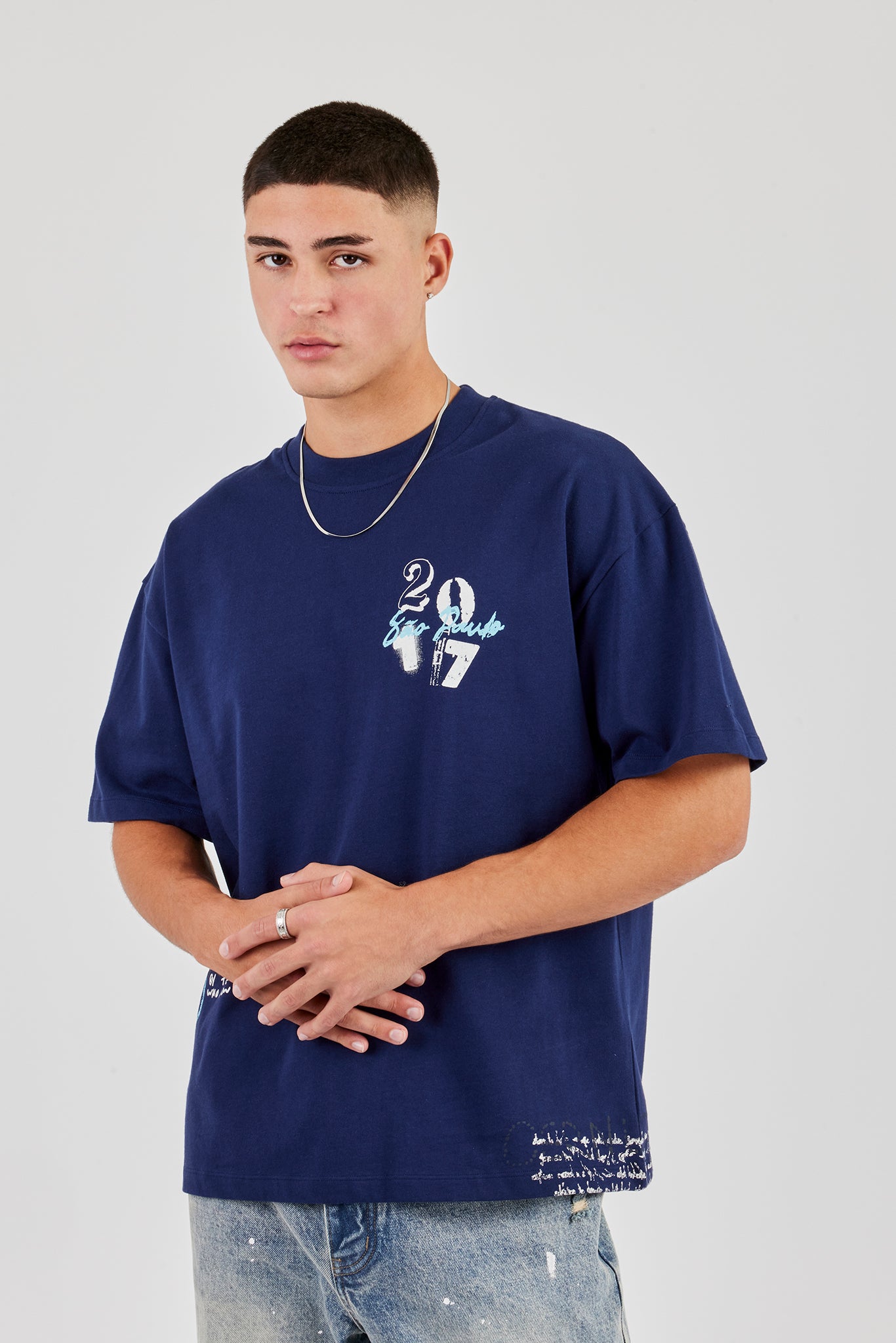 ARAKIネイビー Tシャツ Mサイズ Cherub 2017 Oversized T-Shirt - Navy Blue | Mens Tees & Vests