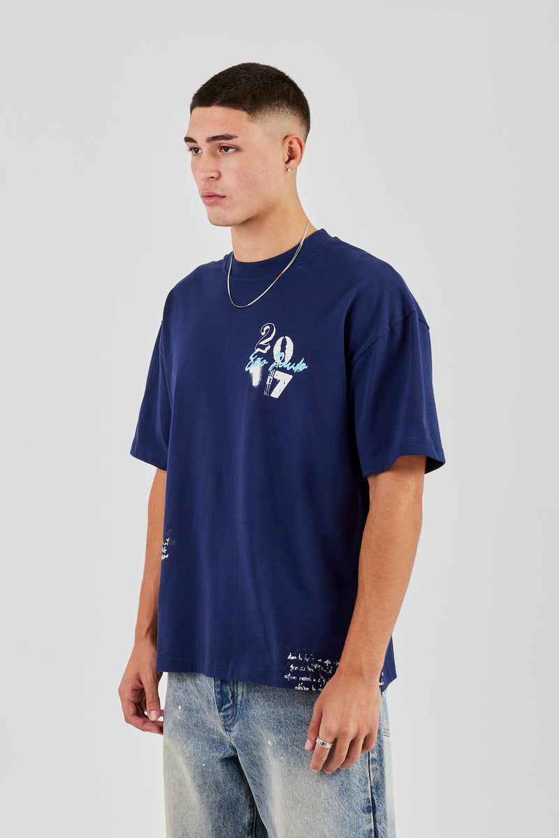 Cherub 2017 Oversized T-Shirt - Navy Blue