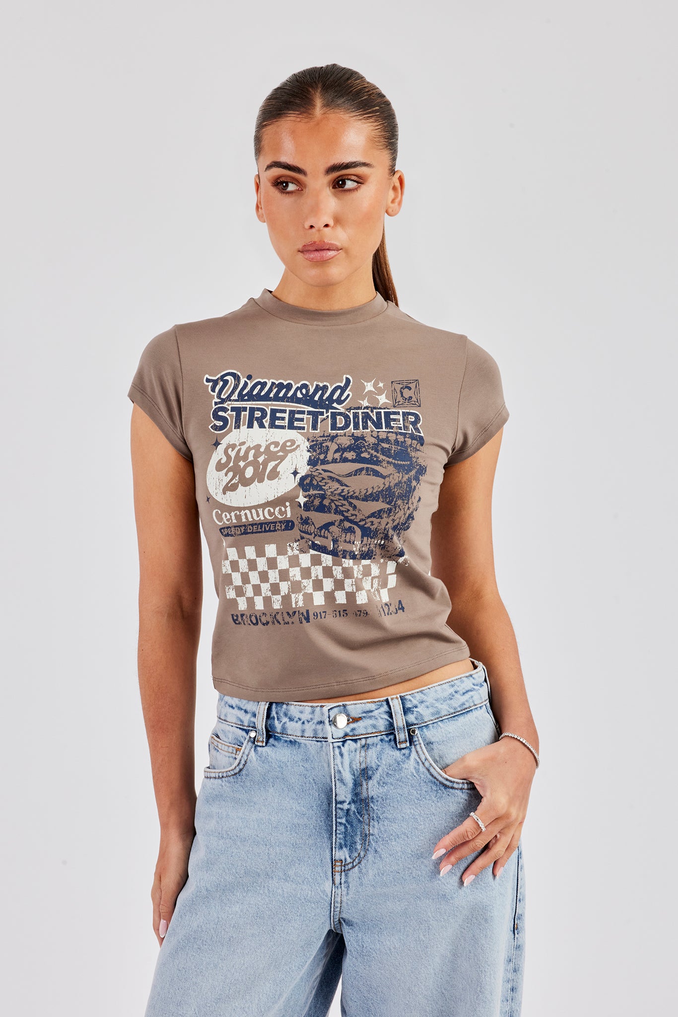 Diamond Diner Baby T-Shirt - Taupe