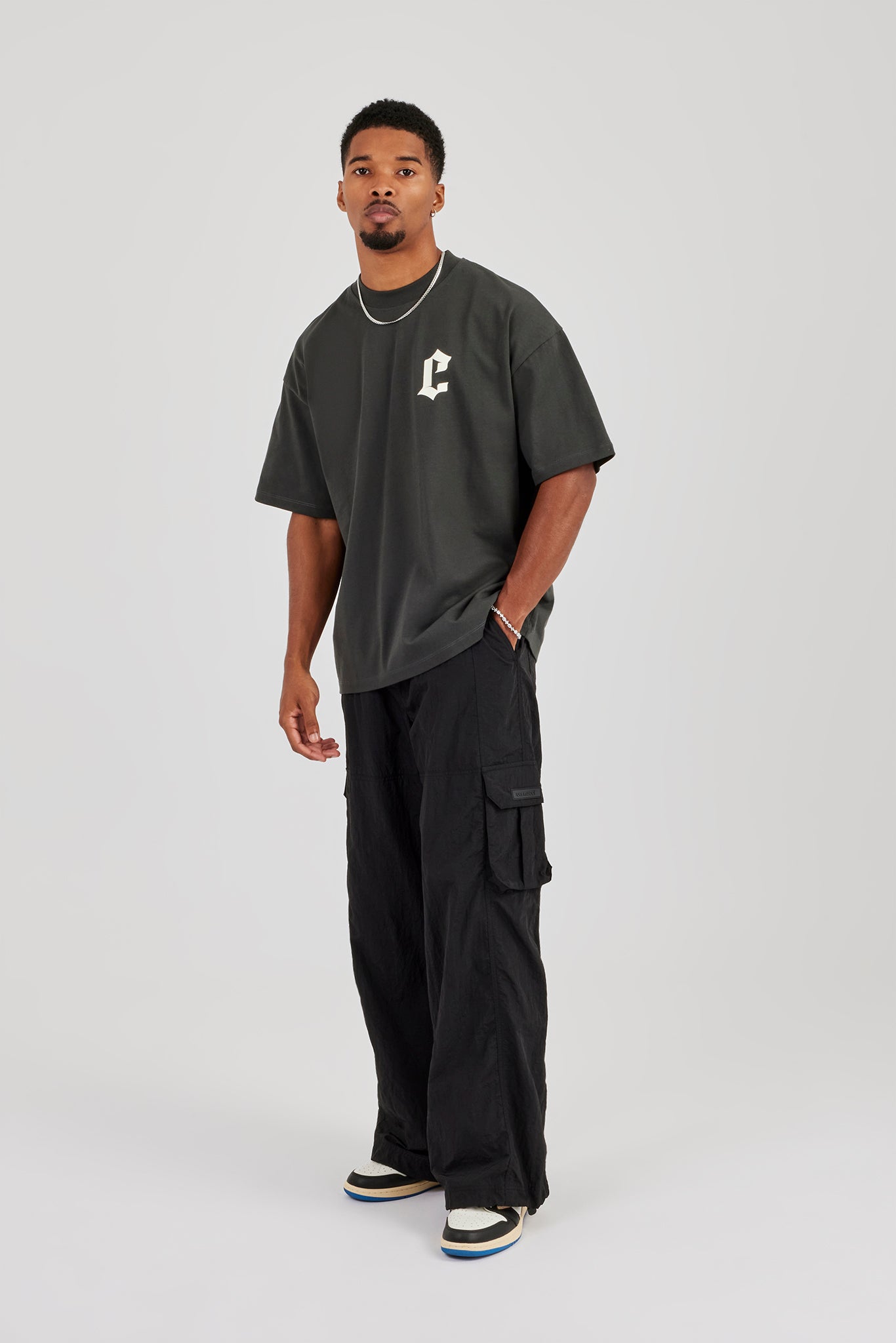 Nylon Baggy Cargo Pant - Black | Mens Bottoms | Shop Cargo