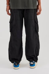 Nylon Baggy Cargo Pant - Black
