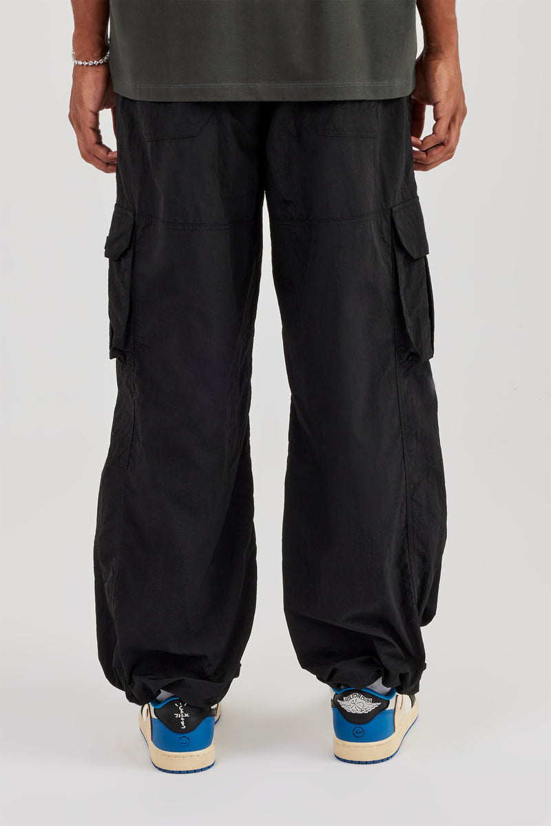 Nylon Baggy Cargo Pant - Black