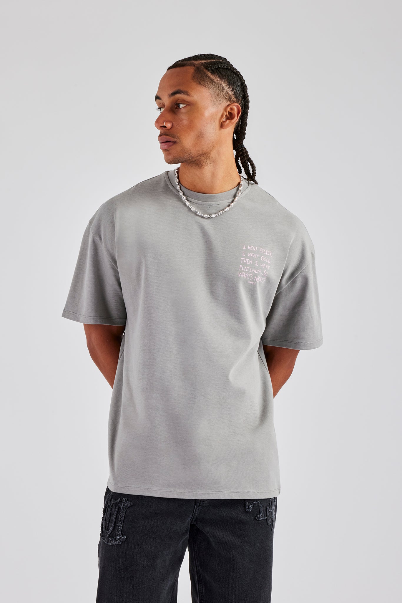 Platinum Back Quote Oversize-T-Shirt - Anthrazit