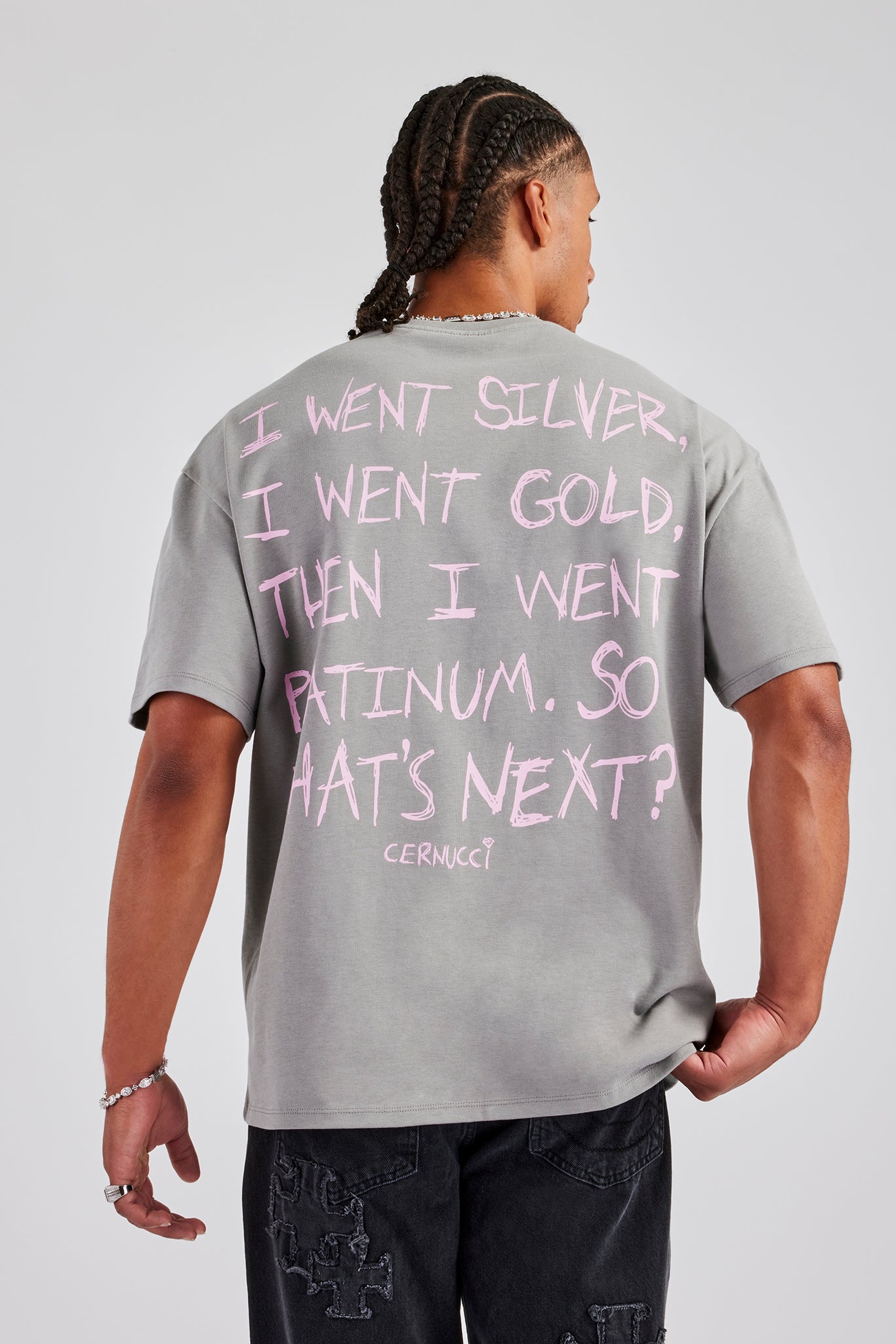 Platinum Back Quote Oversize-T-Shirt - Anthrazit