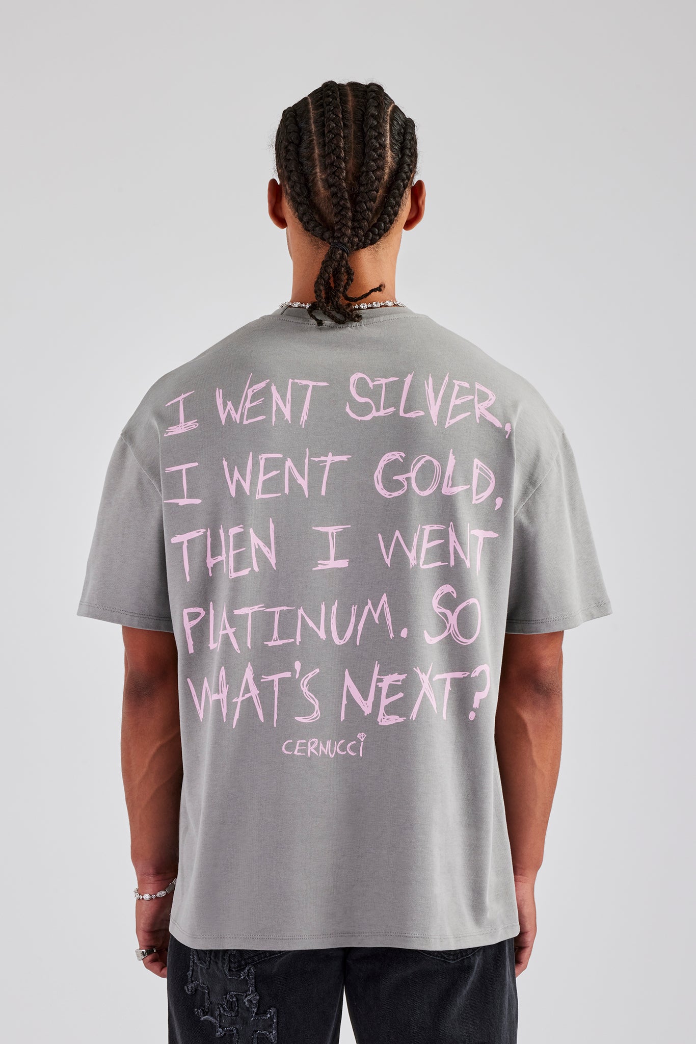 Platinum Back Quote Oversize-T-Shirt - Anthrazit