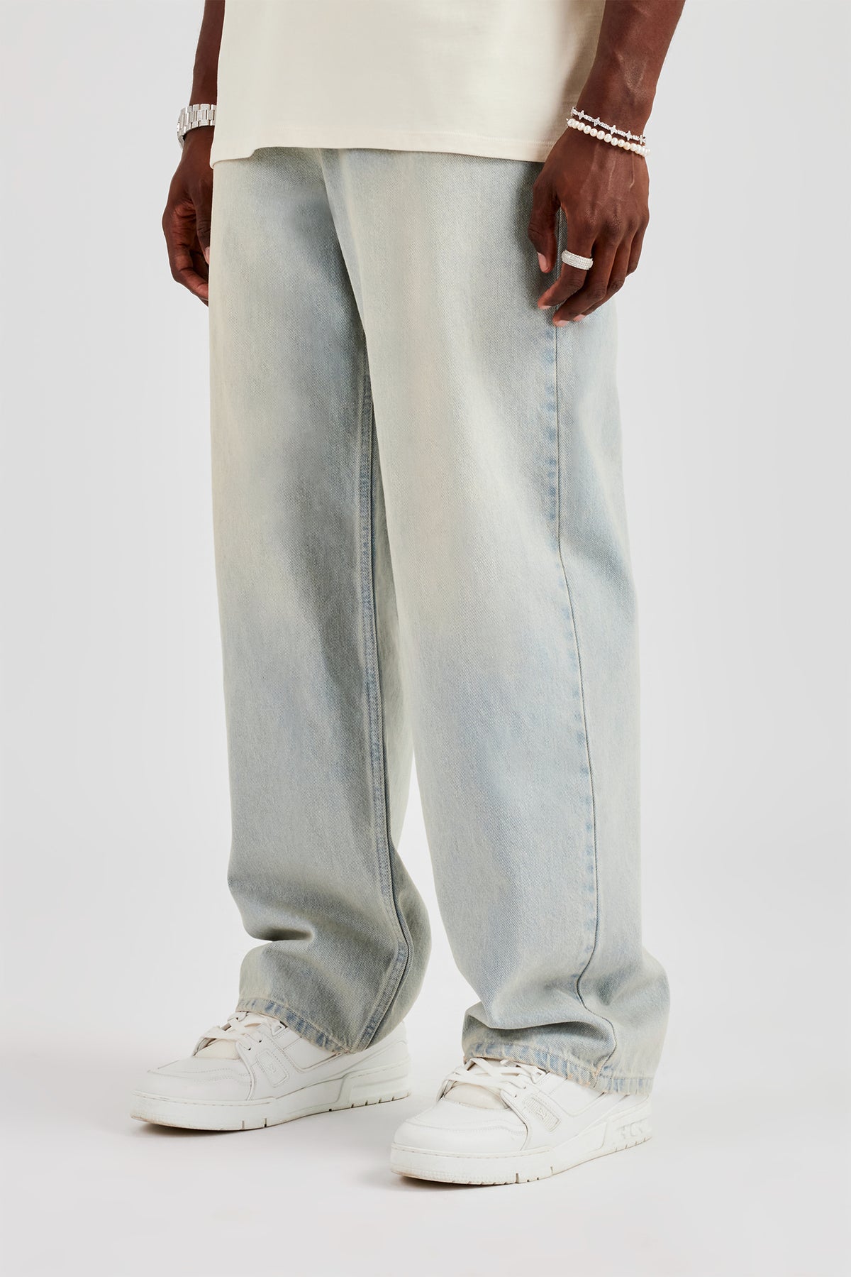 Baggy Fit Jeans - Bleach Wash | Mens Denim | Shop Denim Jeans at 