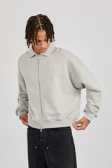 Jerseyjacke mit durchgehendem Reißverschluss und Kragen – Grau meliert