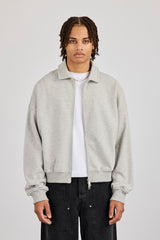 Jerseyjacke mit durchgehendem Reißverschluss und Kragen – Grau meliert
