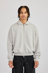 Jerseyjacke mit durchgehendem Reißverschluss und Kragen – Grau meliert