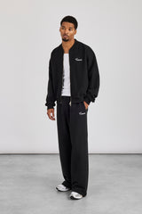 Jersey Embroidered Bomber & Jogger - Black