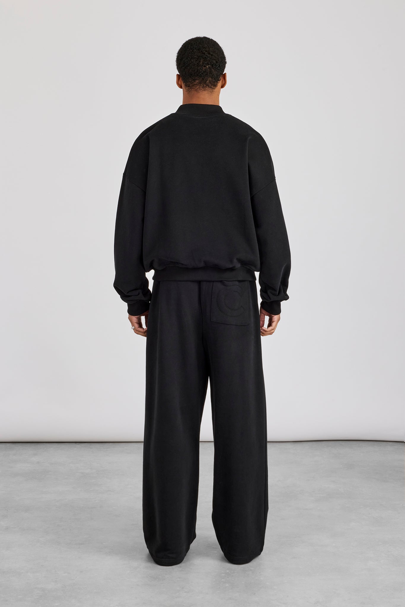 Jersey Embroidered Bomber & Jogger - Black