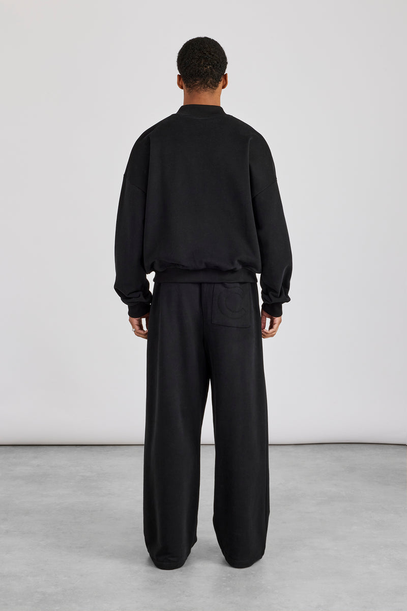 Jersey Embroidered Bomber & Jogger - Black