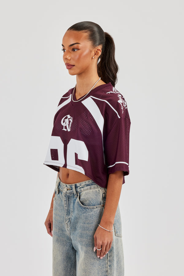 Mesh Cropped 86 Top - Burgunderrot