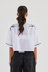 Mesh Cropped Black 86 Top - White