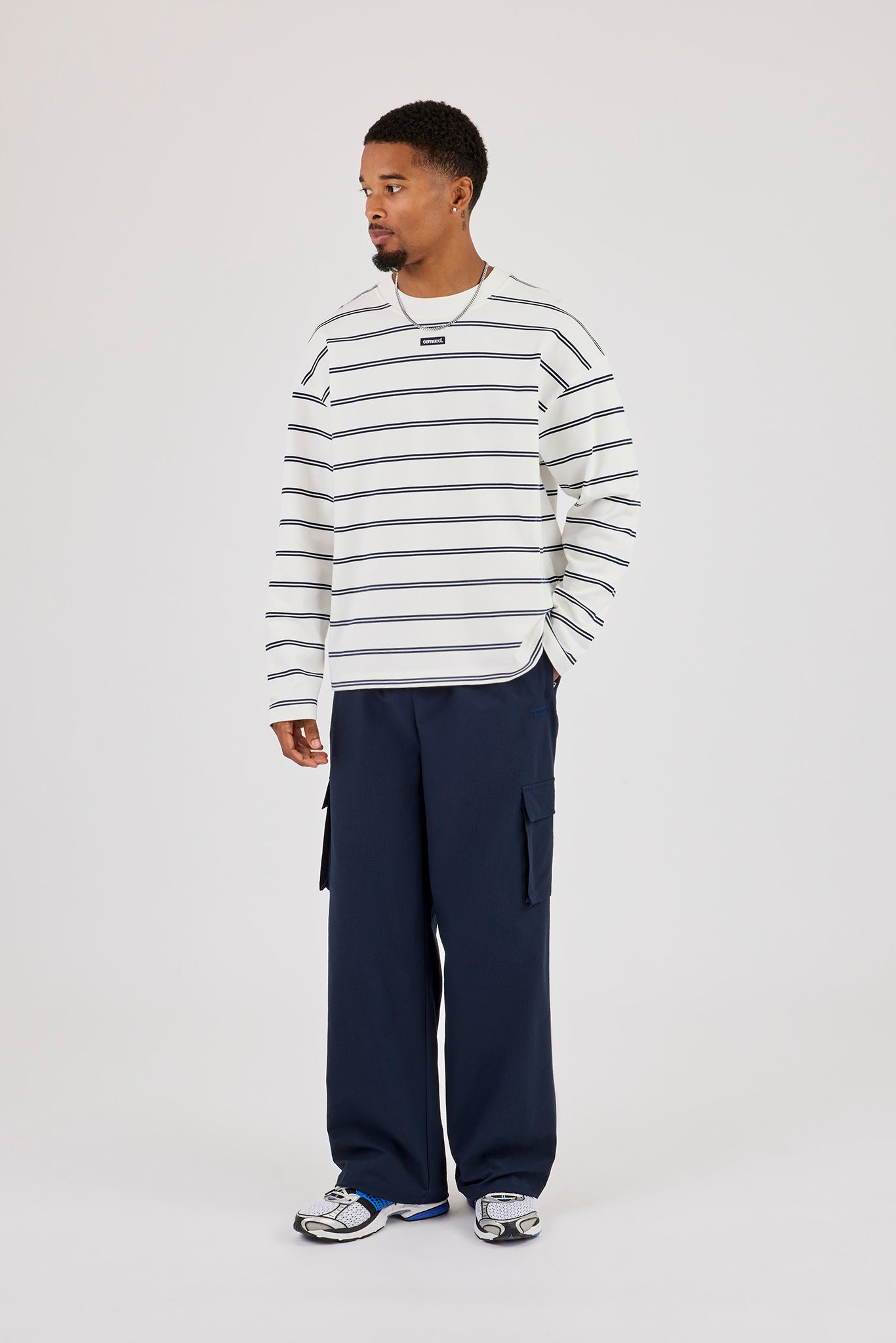 Textured Nylon Cargo Trouser - Navy