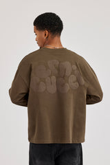 Long Sleeve Chain Stitch T-Shirt - Chocolate