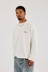 Long Sleeve Cernucci Diamonds Boxy T-Shirt - Off White