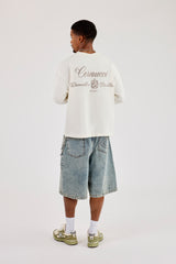 Long Sleeve Cernucci Diamonds Boxy T-Shirt - Off White