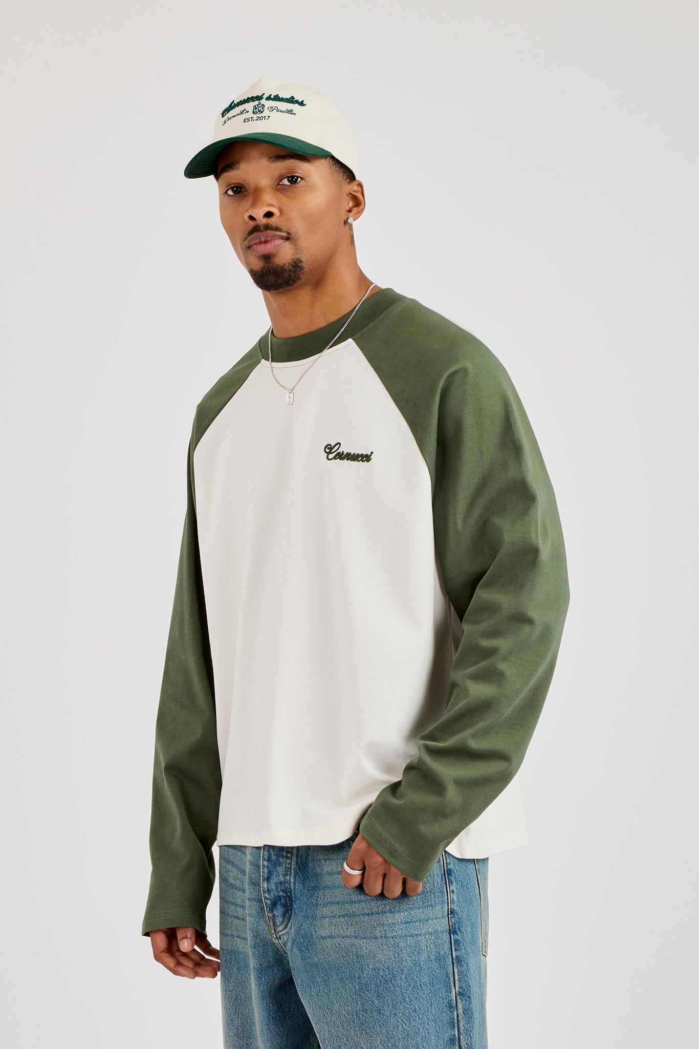 Long Sleeve Cernucci Diamonds Raglan T-Shirt - Green
