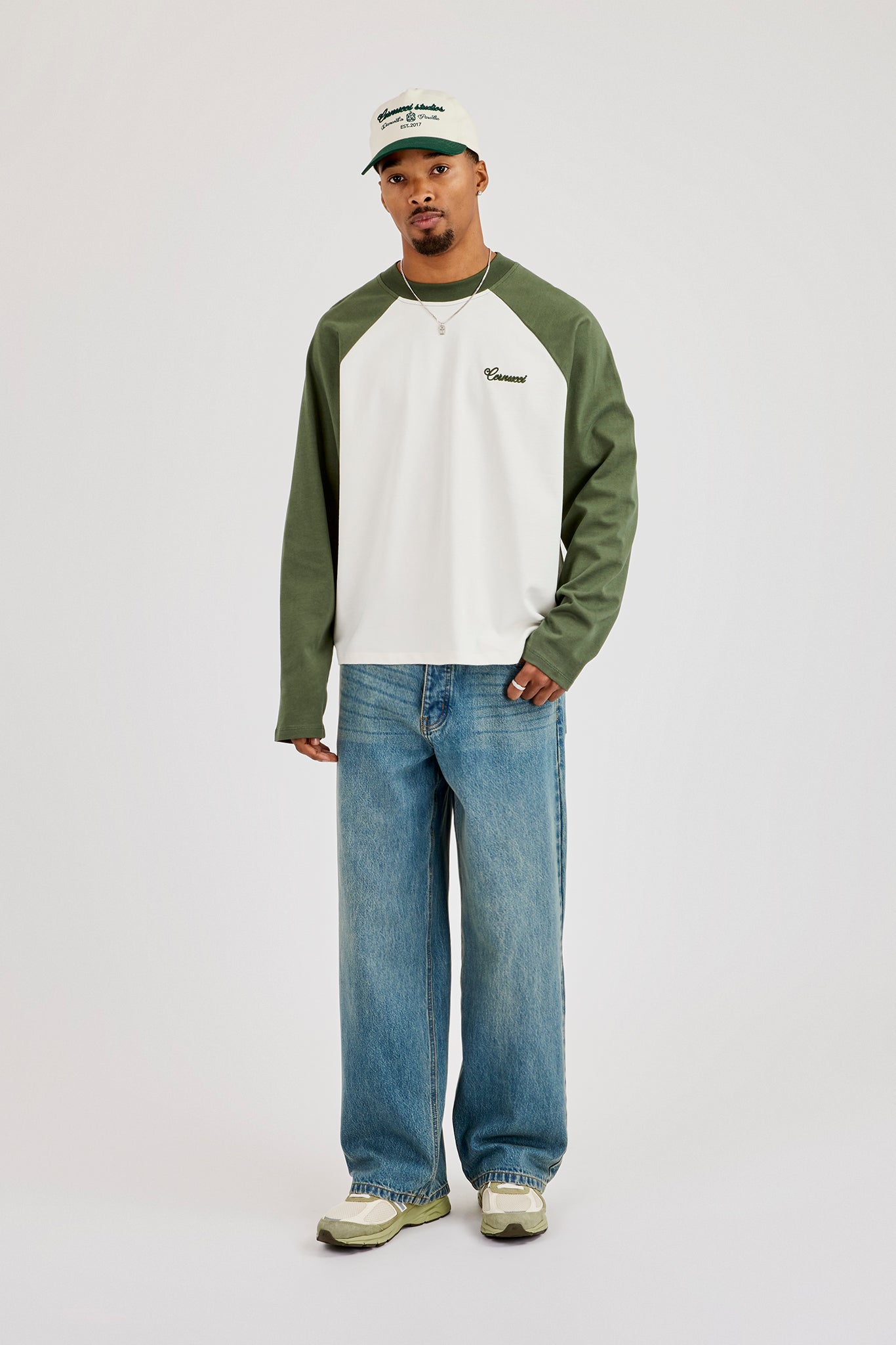 Long Sleeve Cernucci Diamonds Raglan T-Shirt - Green