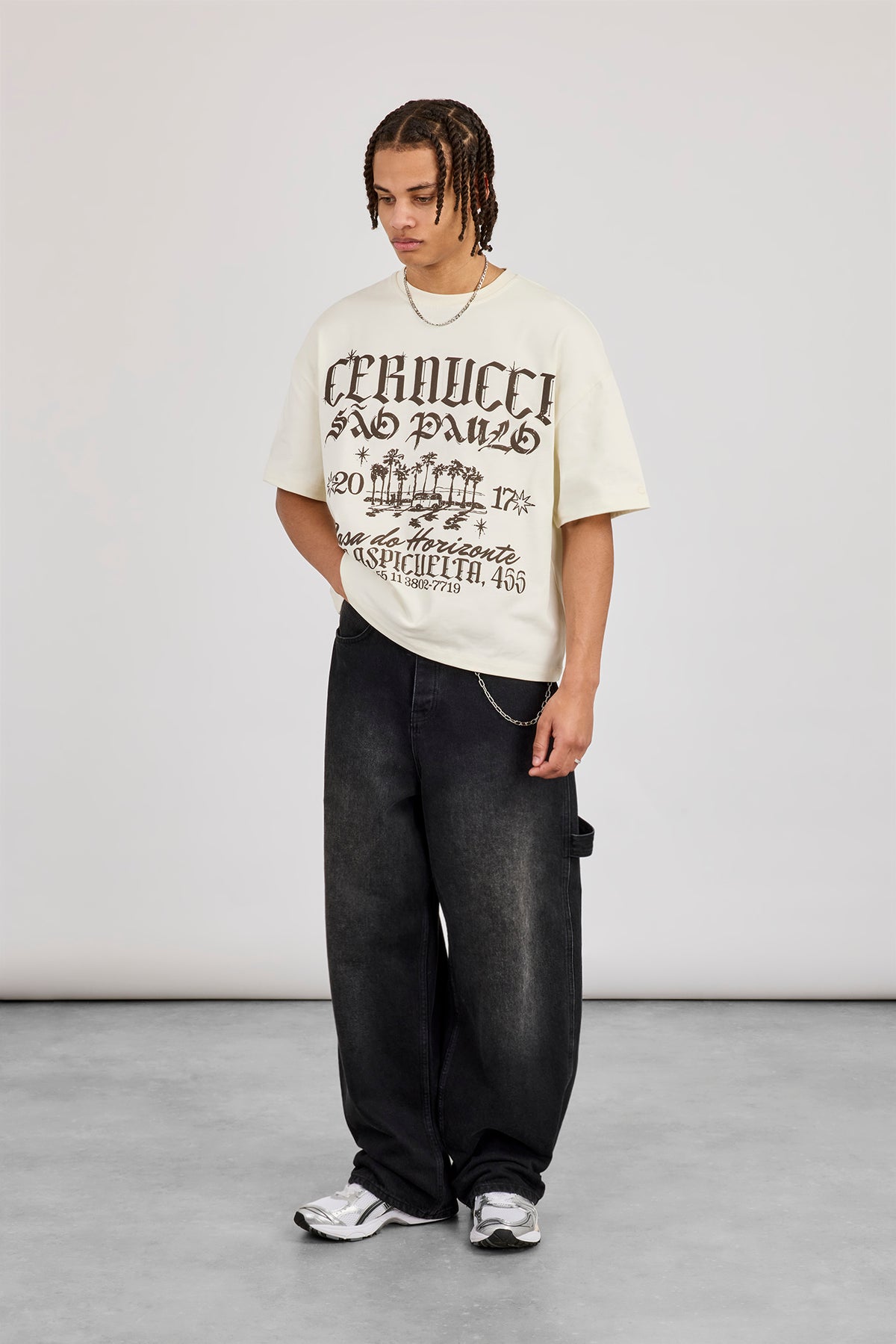 Boxy Sao Paulo Graphic T-Shirt - Off White | Mens Tees & Vests 