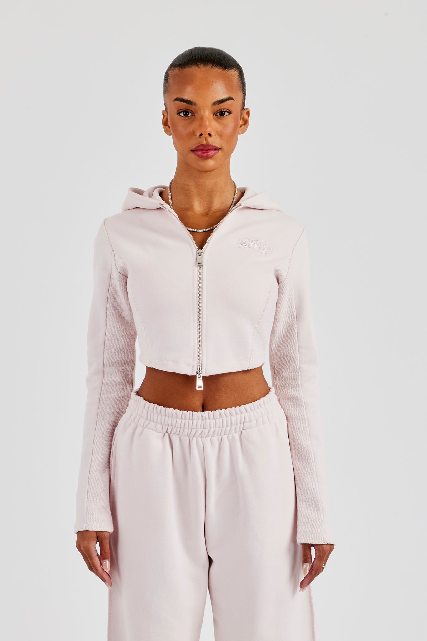 Fitted Reverse Loopback Hoodie - Light Pink