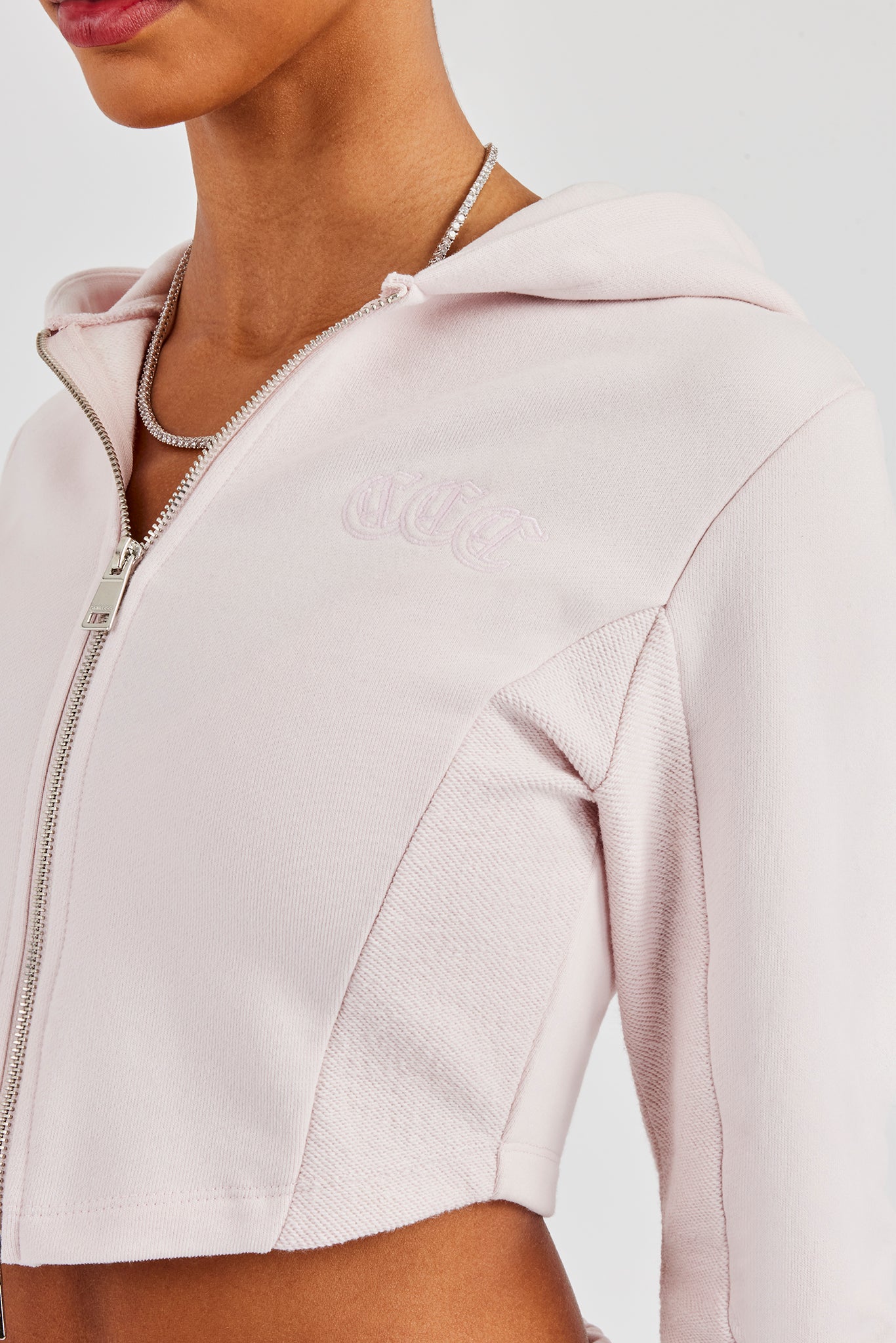 Fitted Reverse Loopback Hoodie - Light Pink