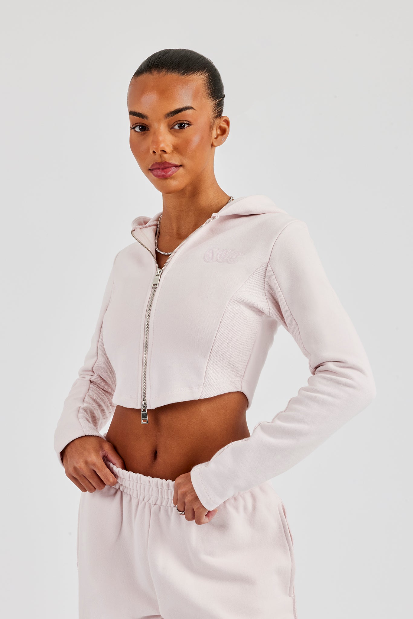 Fitted Reverse Loopback Hoodie - Light Pink