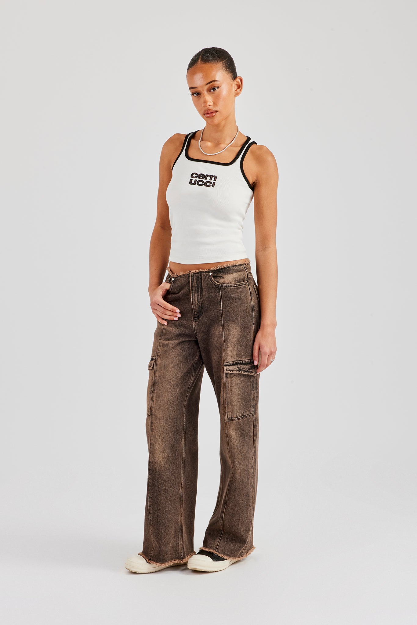 Denim Pocket Straight Leg Jean - Washed Brown