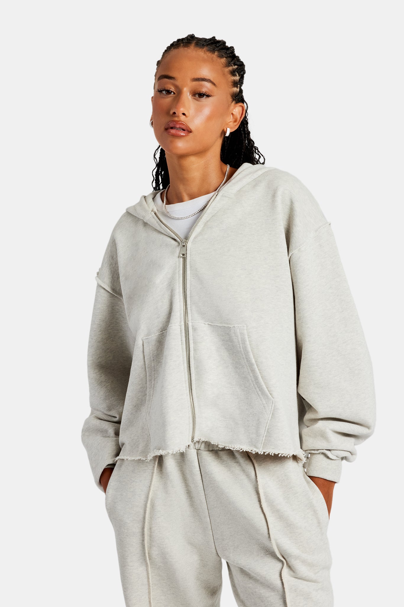 Gray Exposed Seam Twist Open Back Oversized Sweatshirt