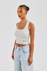 Rib Halterneck Top - Ash Grey