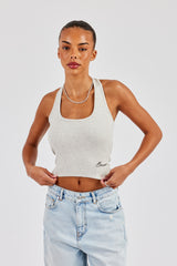 Rib Halterneck Top - Ash Grey
