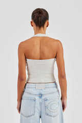Rib Halterneck Top - Ash Grey