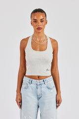 Rib Halterneck Top - Ash Grey