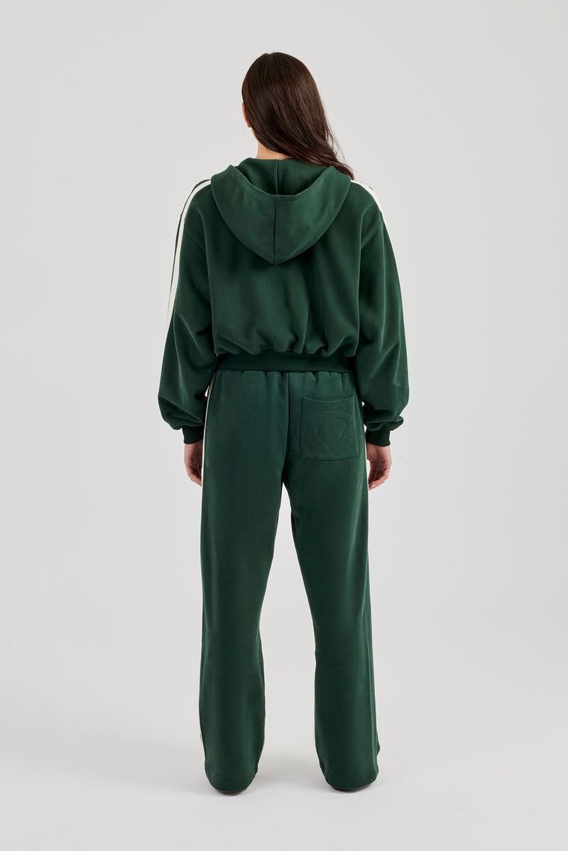 CCC Taping Boxy Zip Through Hoodie &amp; Wide Leg Jogger - Waldgrün