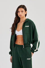 CCC Taping Boxy Zip Through Hoodie - Forest Green