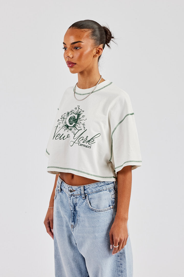 C New York Cropped T-Shirt - Off White | Womens Tees & Vests