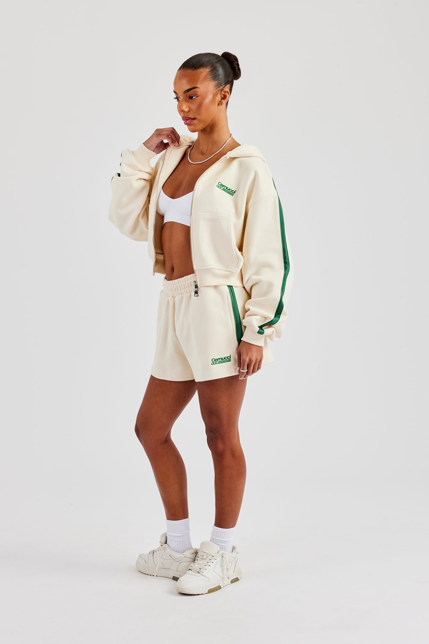 CCC Taping Boxy Zip Through Hoodie - Off White