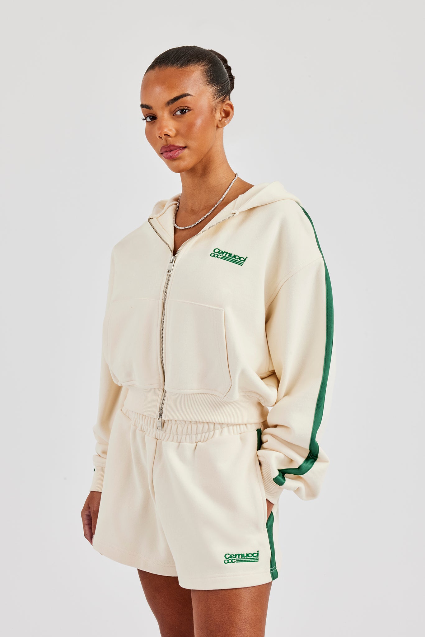 CCC Taping Boxy Zip Through Hoodie - Off White